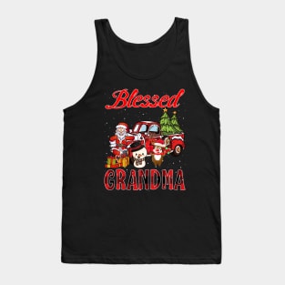 Blessed Grandma Red Plaid Christmas Tank Top